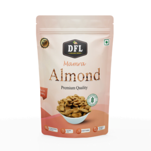 dry fruits Front view of a 1kg pack of Almond Mamra, showcasing the brand logo and product label.