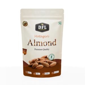 dry fruits Front view of a 1kg pack of Almond Motagiri, featuring the brand logo and product label.