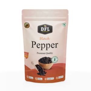 Front view of a 250g pack of black pepper, featuring the product label.