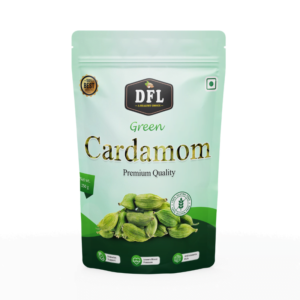 Front view of a 250g pack of cardamom pods, featuring the product label.