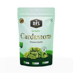 Front view of a 500g pack of cardamom pods, featuring the product label.