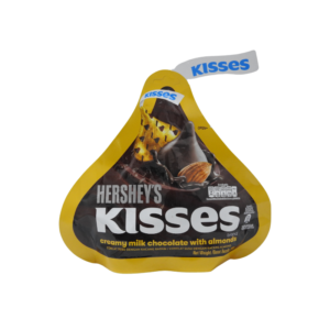 Hershey's Kisses Milk Chocolate with Almond, featuring the iconic Kisses shape with an almond at the center.