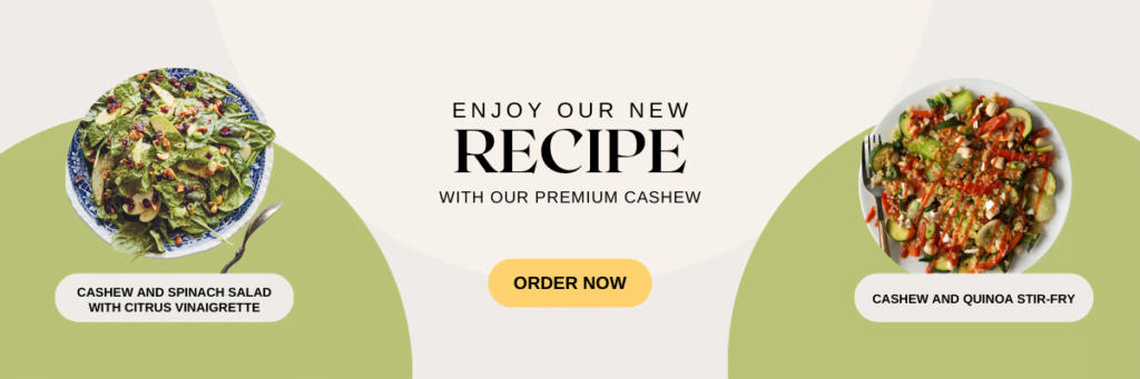 Cashew health related dish for healthy life with dry fruit legacy products banner